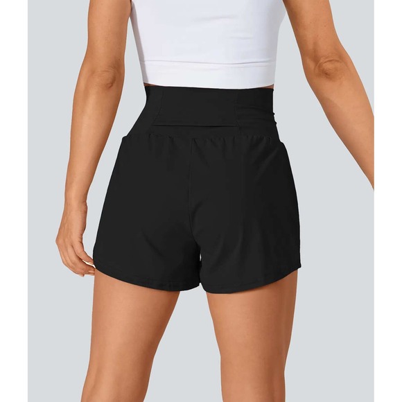 Halara SoftlyZero Airy‎ Super High Waisted Cool Touch Yoga Shorts Black M NWT - Picture 2 of 9